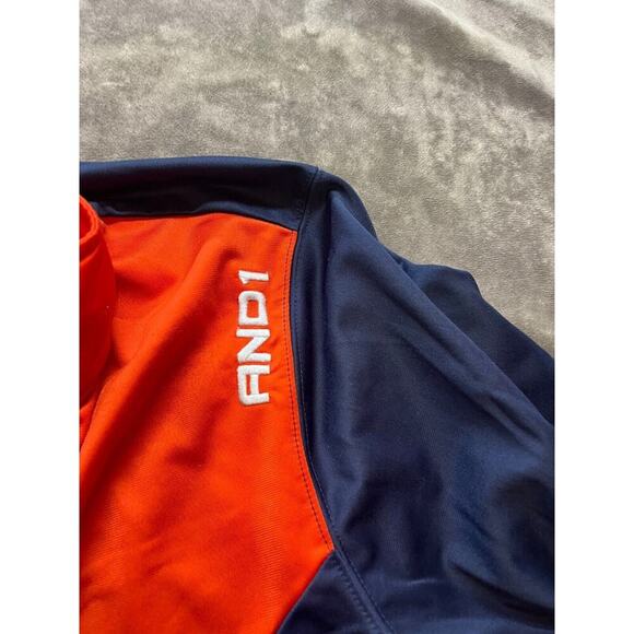AND1 Jacket Mens L Full Zip Activewear Track Mock Neck Blue Orange Long Sleeve‎ - Picture 3 of 7